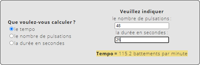 Calculateur de Tempo